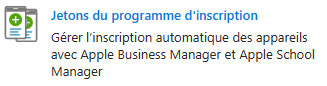 Bouton Jetons du programme d'inscription dans Intune